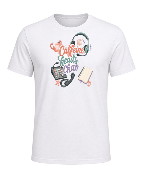Caffeine, headset, chaos — White