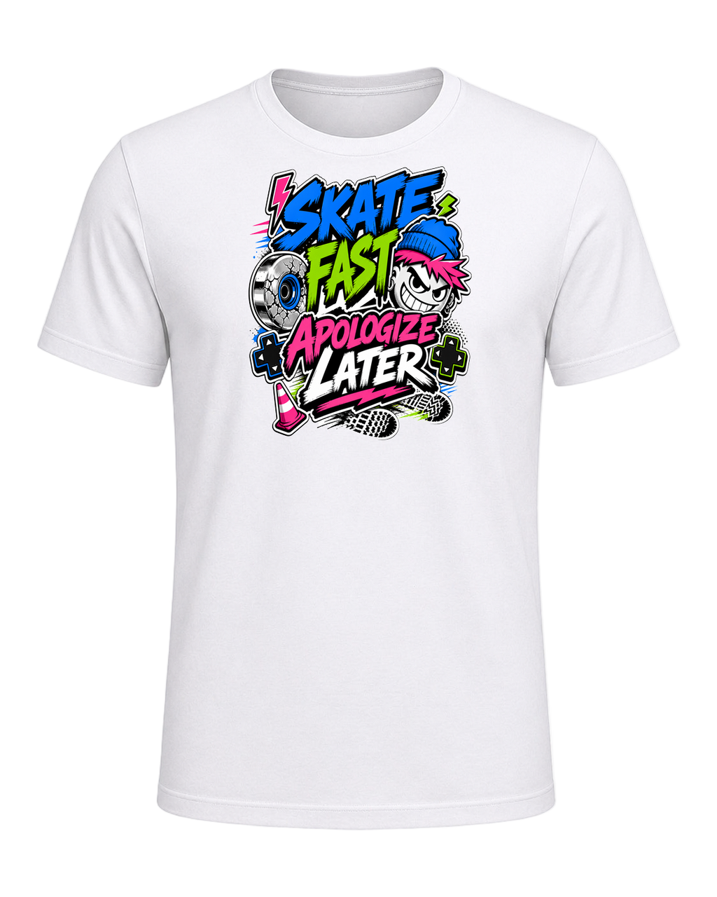 SKATE FAST APOLOGIZE LATER — White