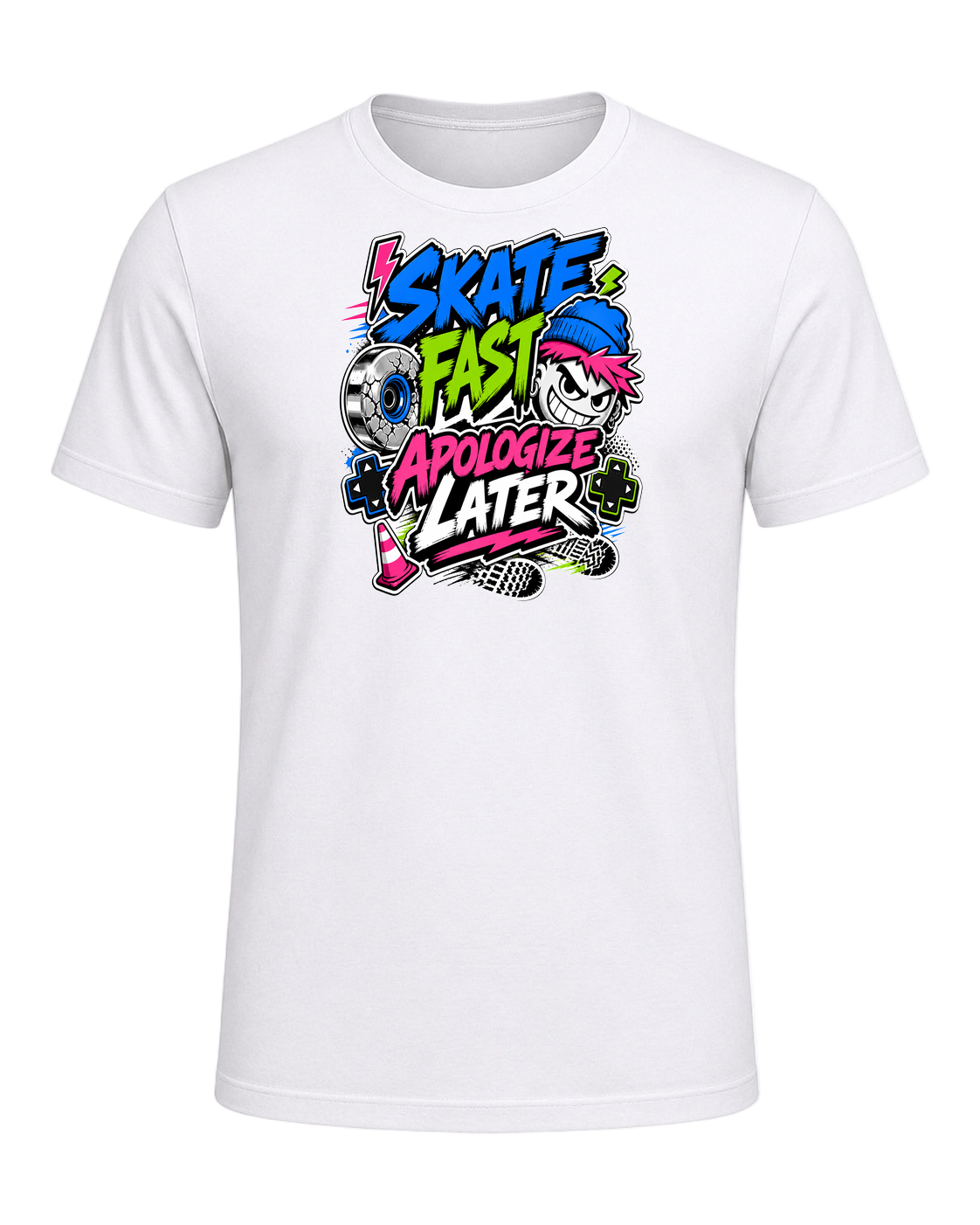SKATE FAST APOLOGIZE LATER — White