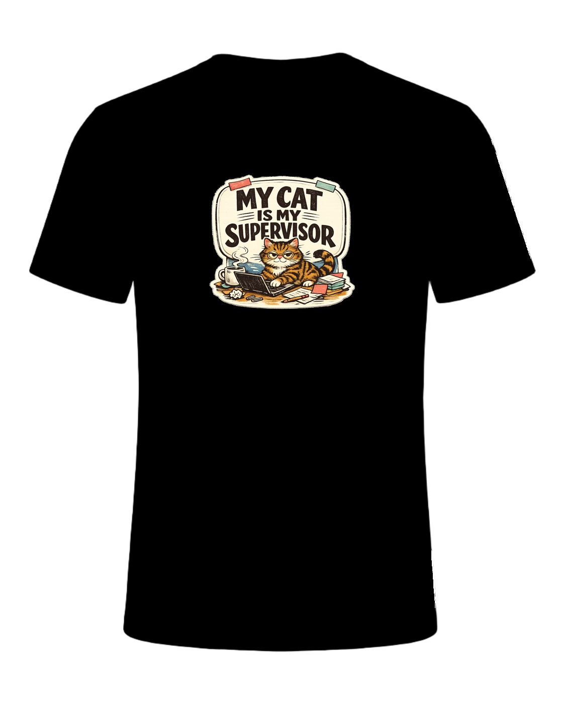 My Cat Is My Supervisor Tee — Black