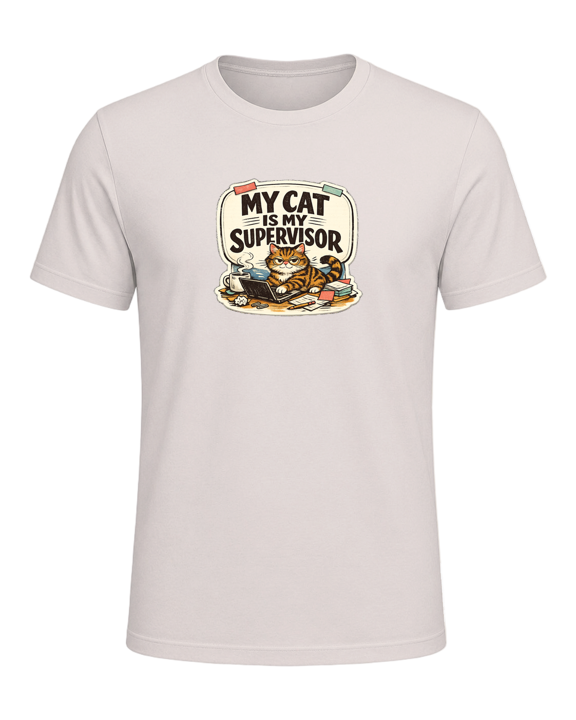 My Cat Is My Supervisor Tee — Heather Dust