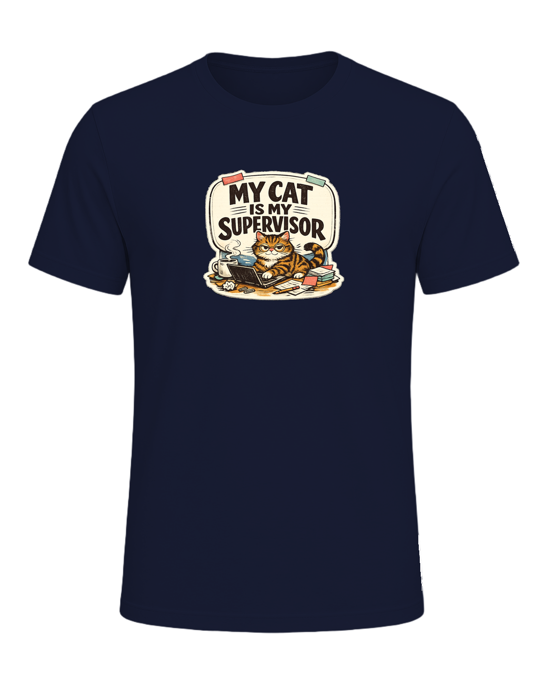 My Cat Is My Supervisor Tee — Navy