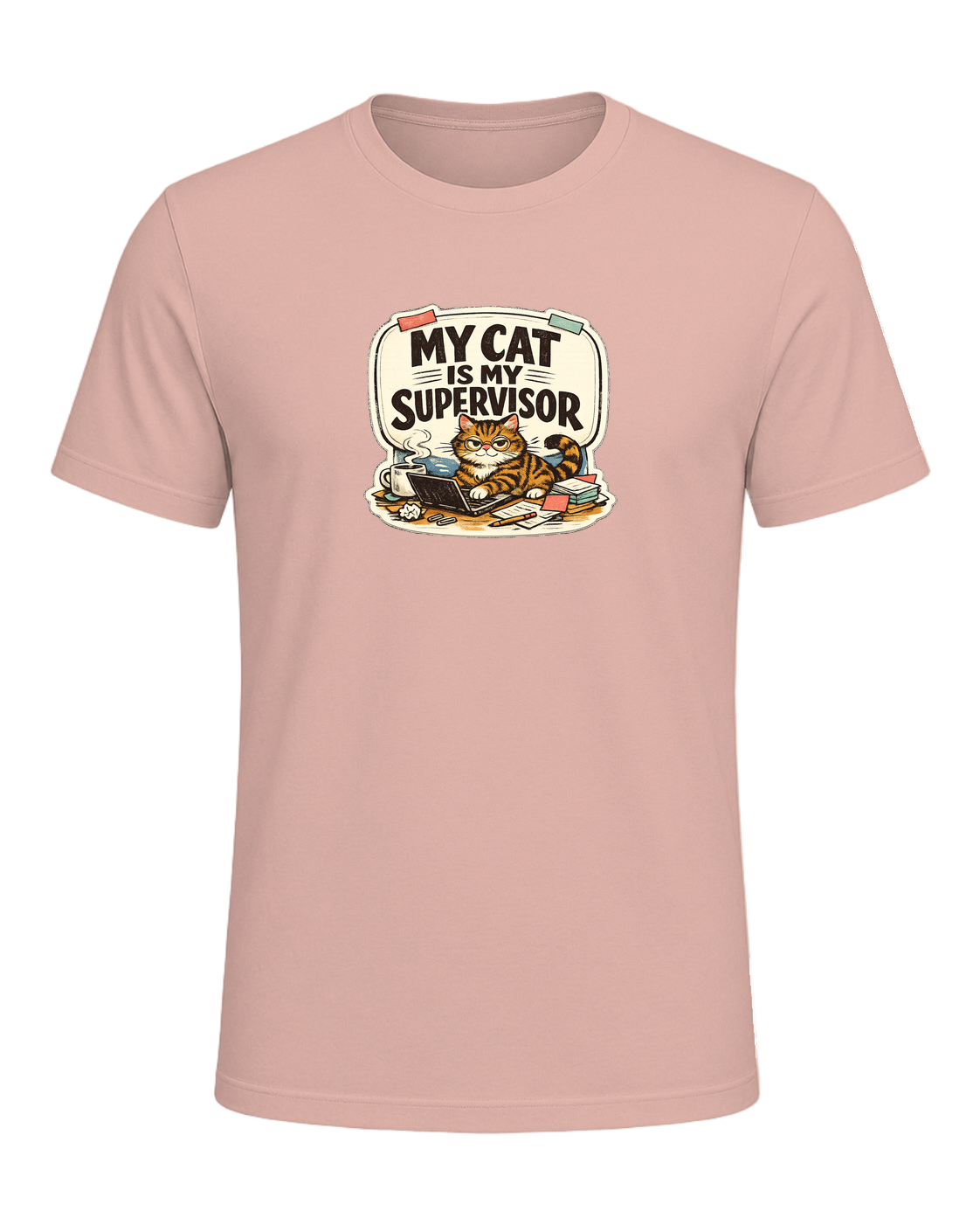 My Cat Is My Supervisor Tee — Peach