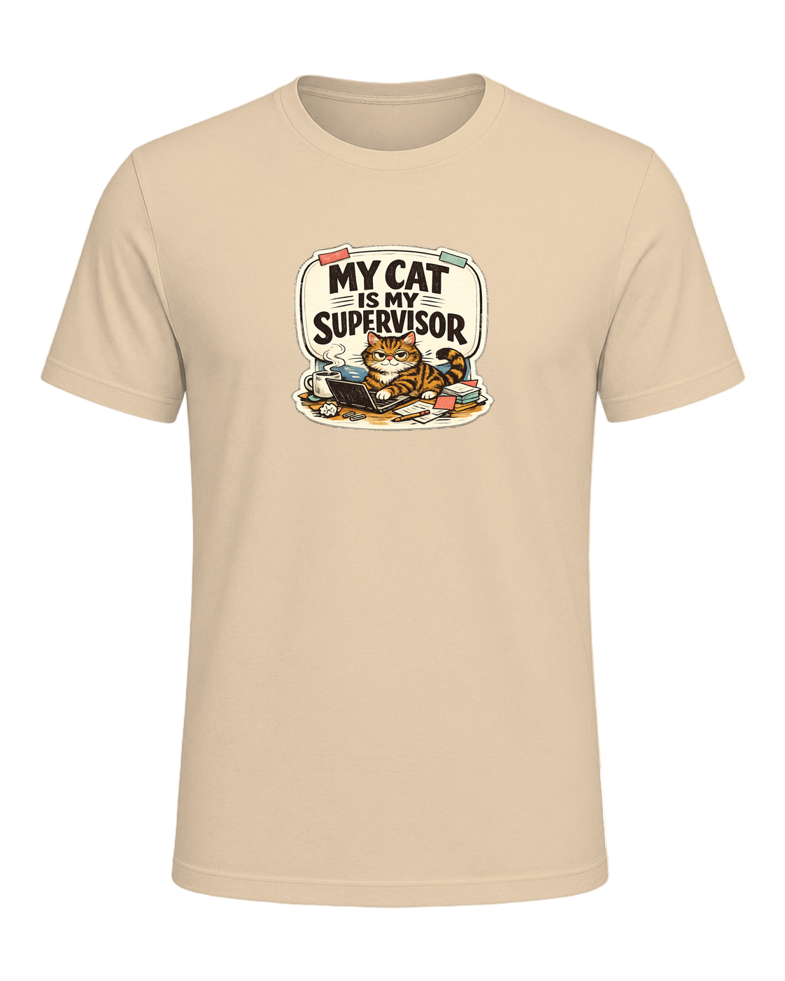 My Cat Is My Supervisor Tee — Soft Cream
