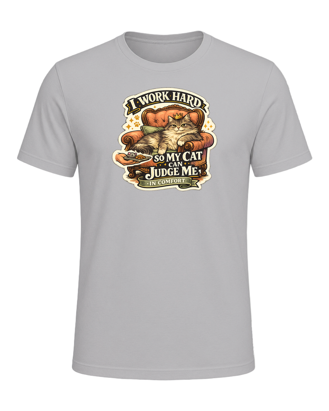 I Work Hard So My Cat Can Judge Me In Comfort Tee — Athletic Heather