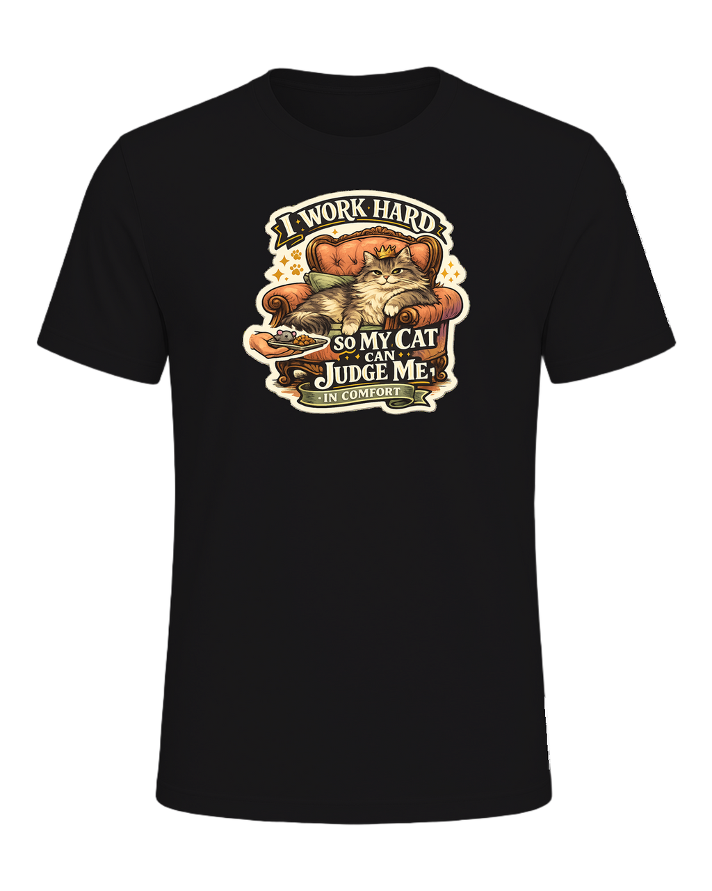 I Work Hard So My Cat Can Judge Me In Comfort Tee — Dark Grey Heather