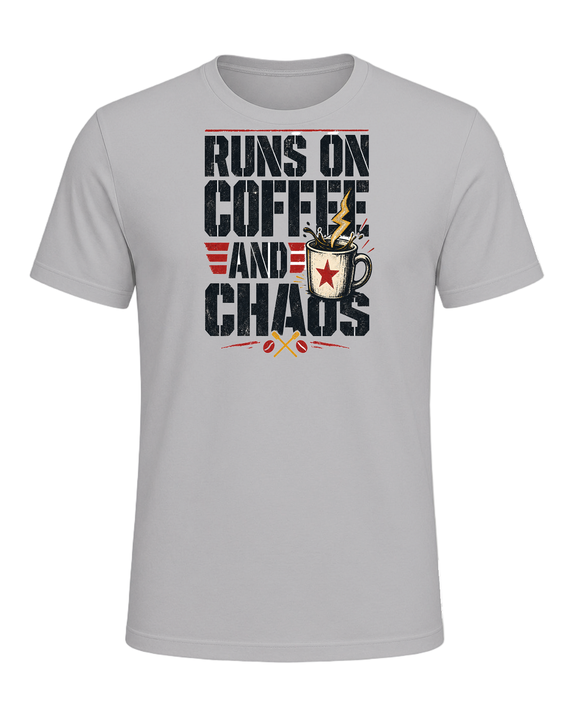 RUNS ON COFFEE AND CHAOS — Athletic Heather